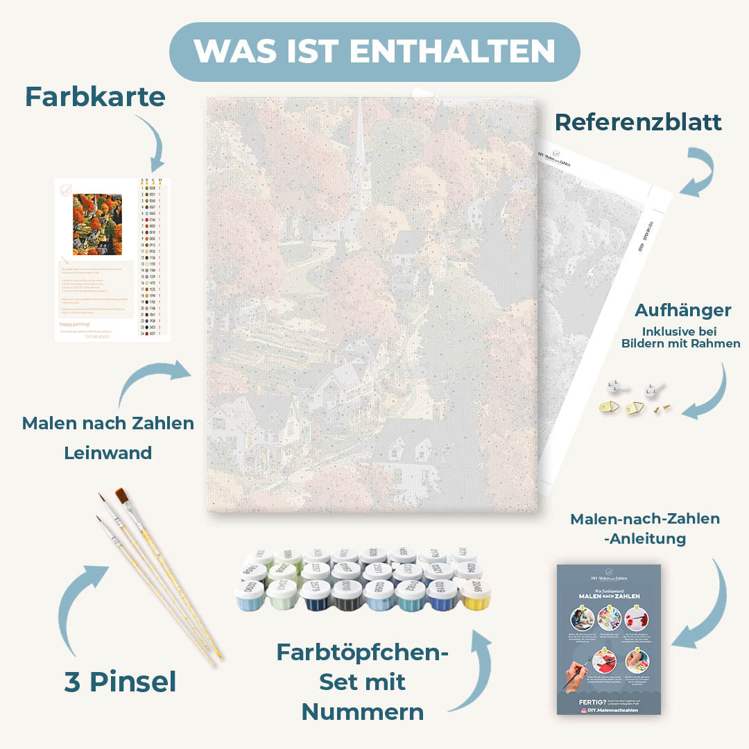 Malen nach Zahlen - Herbststädtchen in Neuengland