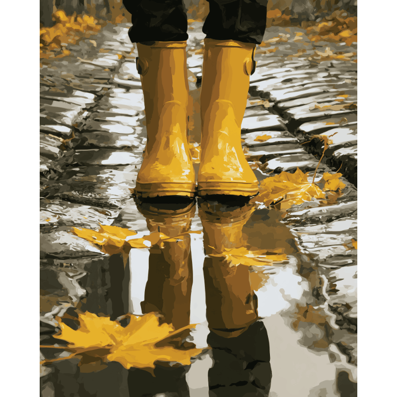 Malen nach Zahlen - Gummistiefel-Spiegelung - Malen nach Zahlen