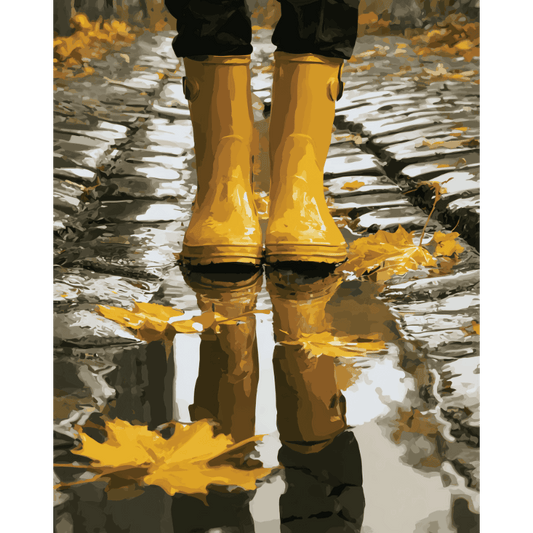 Malen nach Zahlen - Gummistiefel-Spiegelung - Malen nach Zahlen
