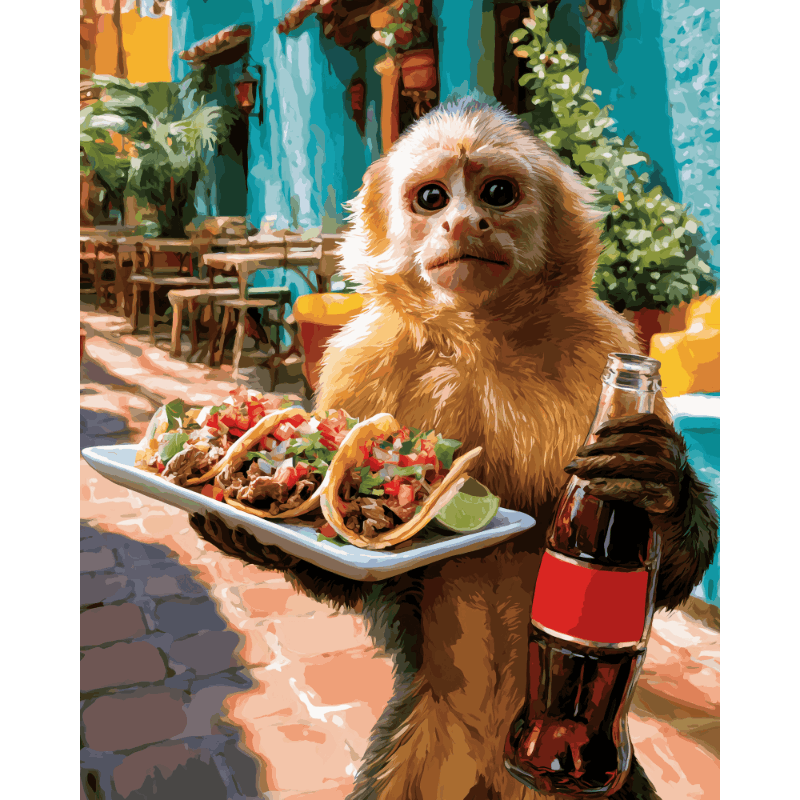 Malen nach Zahlen - Taco-Zeit-Affe - Malen nach Zahlen