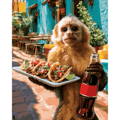 Malen nach Zahlen - Taco-Zeit-Affe - Malen nach Zahlen