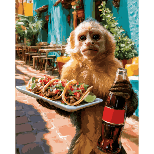 Malen nach Zahlen - Taco-Zeit-Affe - Malen nach Zahlen