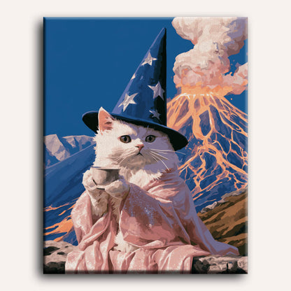 Malen nach Zahlen - Vulkan-Zaubererkatze