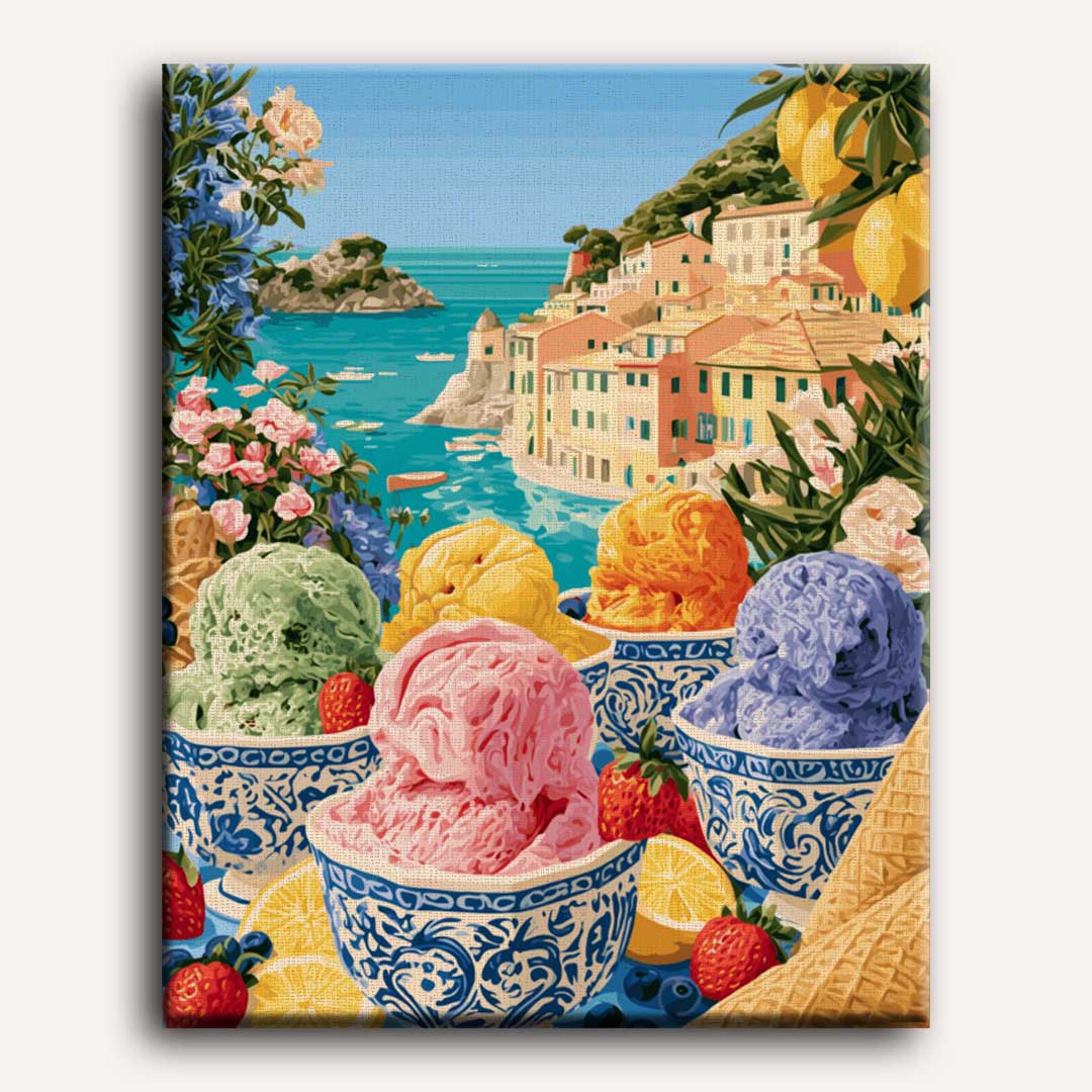 Malen nach Zahlen - Küsten-Gelato-Schalen
