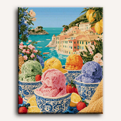 Malen nach Zahlen - Küsten-Gelato-Schalen