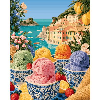Malen nach Zahlen - Küsten-Gelato-Schalen - Malen nach Zahlen