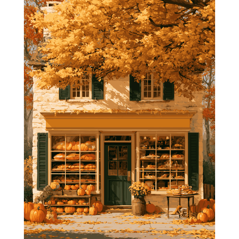 Malen nach Zahlen - Cottage-Bäckerei-Fassade - Malen nach Zahlen