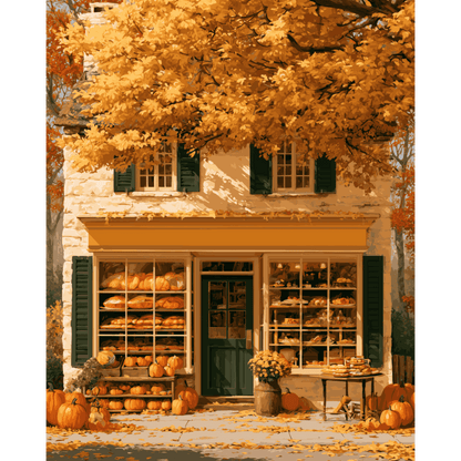Malen nach Zahlen - Cottage-Bäckerei-Fassade - Malen nach Zahlen