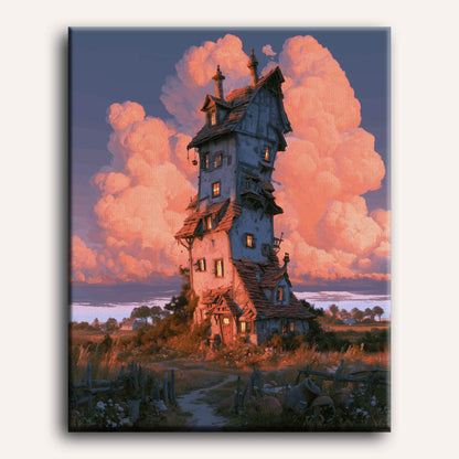 Malen nach Zahlen - Schiefes Turmhaus