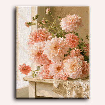 Malen nach Zahlen - Dahlien-Fensterbank
