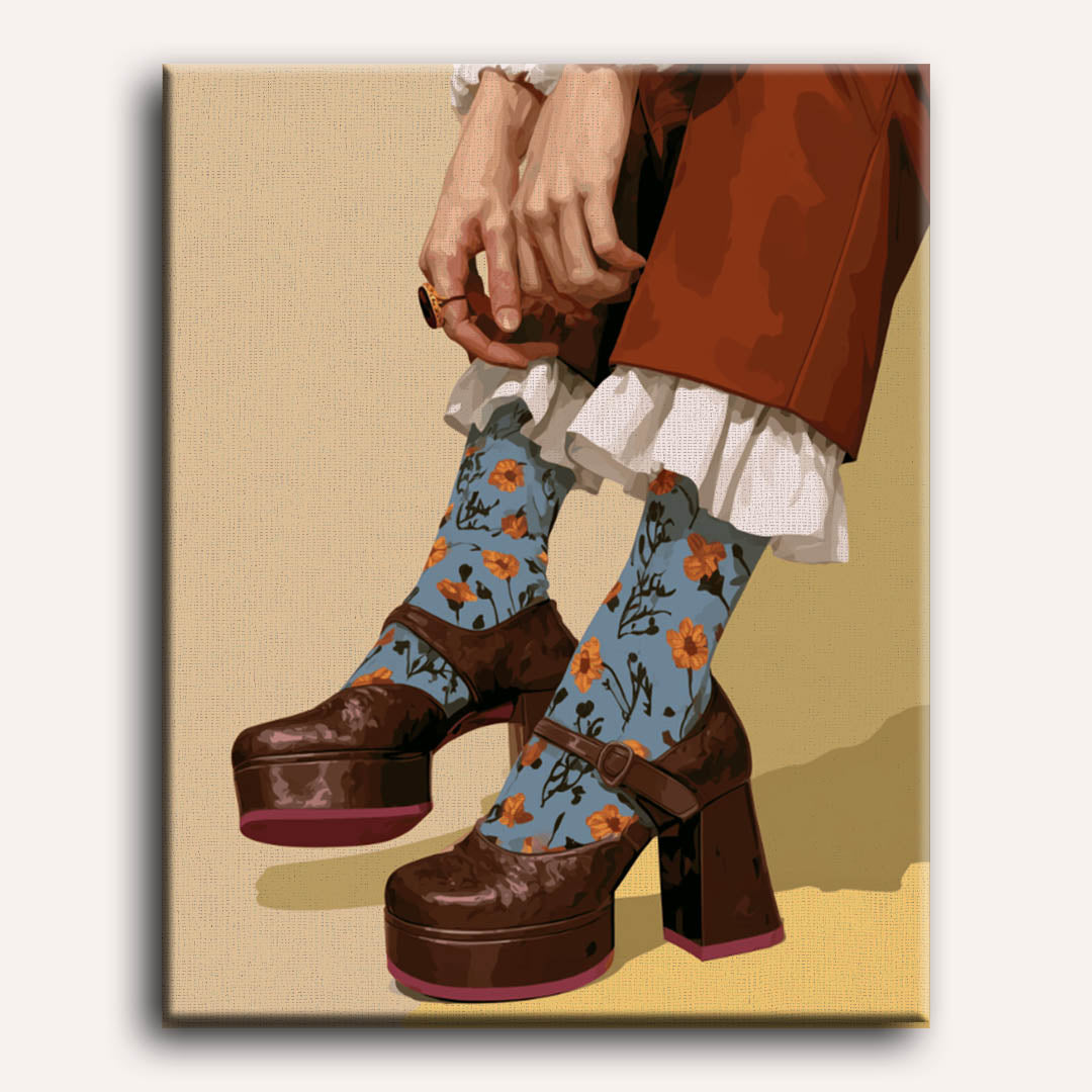 Malen nach Zahlen - Florale Socken & Stiefel