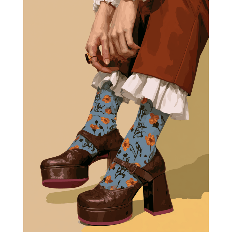 Malen nach Zahlen - Florale Socken & Stiefel - Malen nach Zahlen