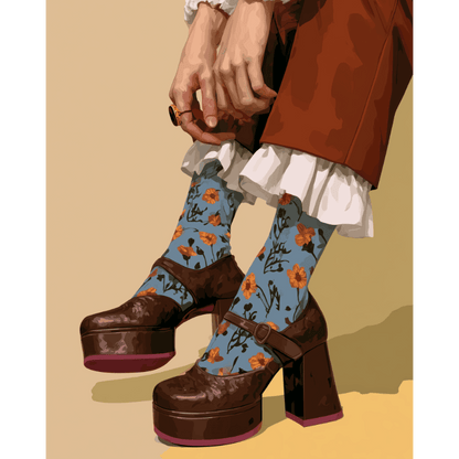 Malen nach Zahlen - Florale Socken & Stiefel - Malen nach Zahlen