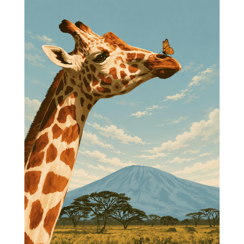 Malen nach Zahlen - Giraffe & Schmetterling - Malen nach Zahlen