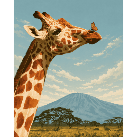 Malen nach Zahlen - Giraffe & Schmetterling - Malen nach Zahlen