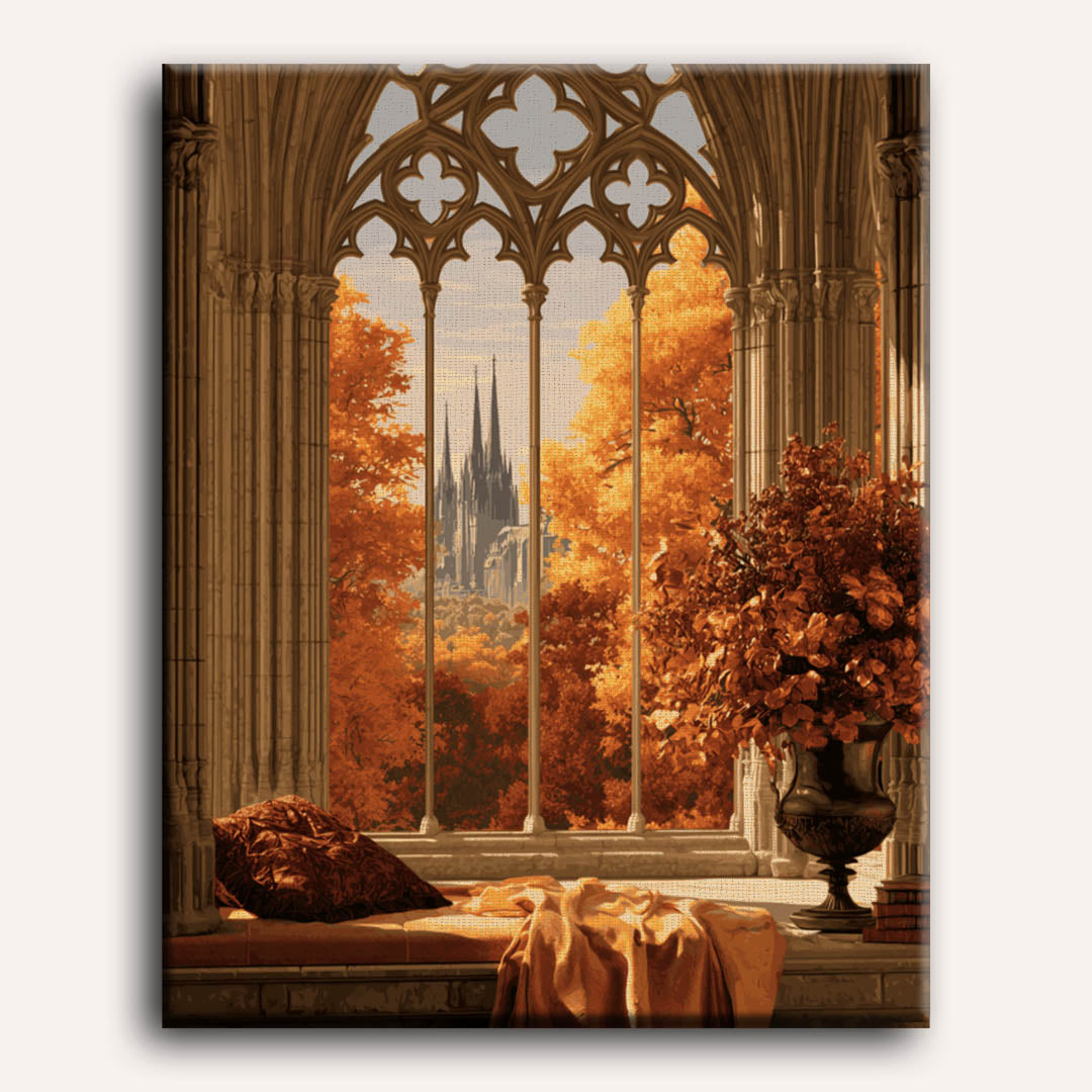 Malen nach Zahlen - Gotisches Herbstfenster