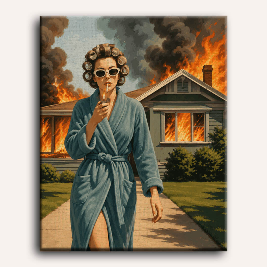 Malen nach Zahlen - Haus in Flammen
