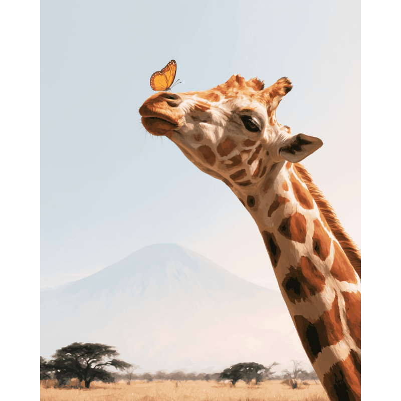 Malen nach Zahlen - Kilimandscharo-Giraffe - Malen nach Zahlen