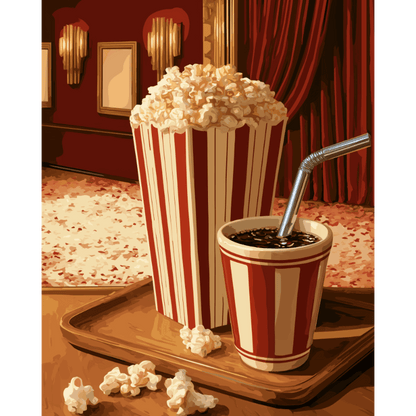Malen nach Zahlen - Filmabend mit Popcorn - Malen nach Zahlen