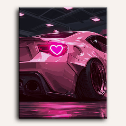 Malen nach Zahlen - Neon-Herzauto