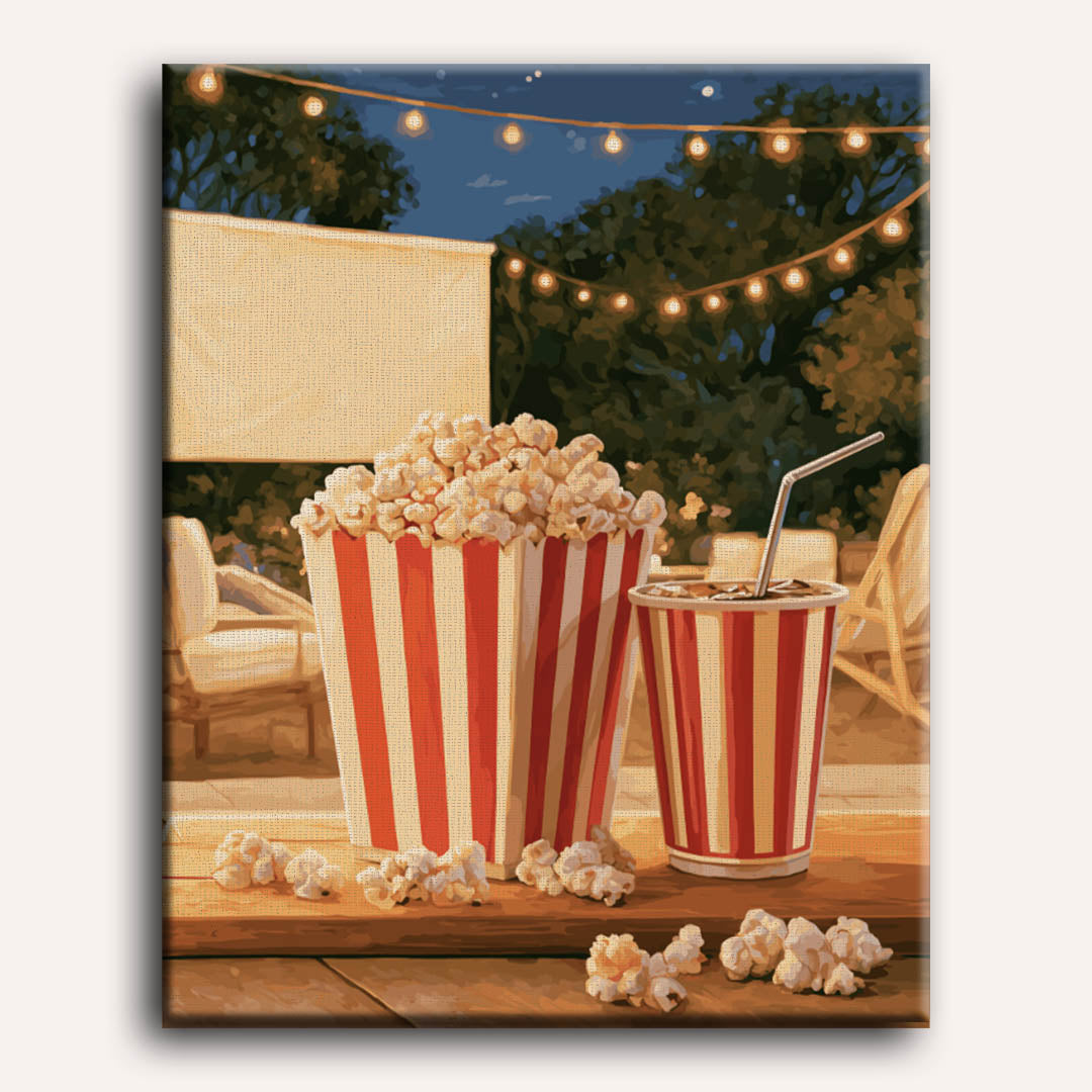 Malen nach Zahlen - Popcorn-Abend auf der Terrasse