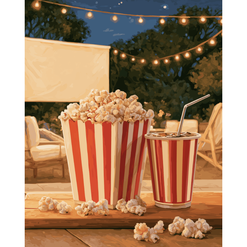 Malen nach Zahlen - Popcorn-Abend auf der Terrasse - Malen nach Zahlen