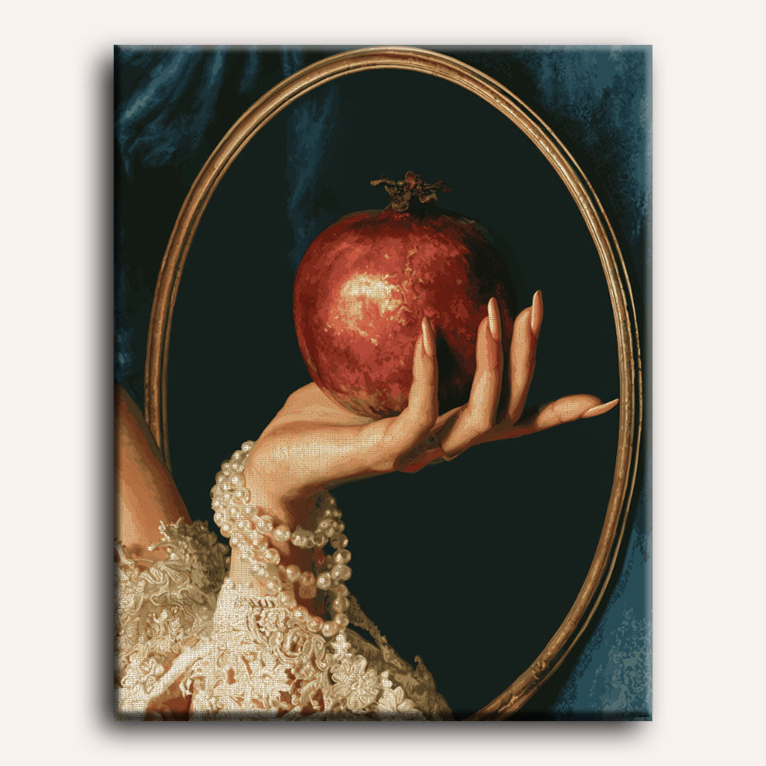 Malen nach Zahlen - Granatapfel in der Hand