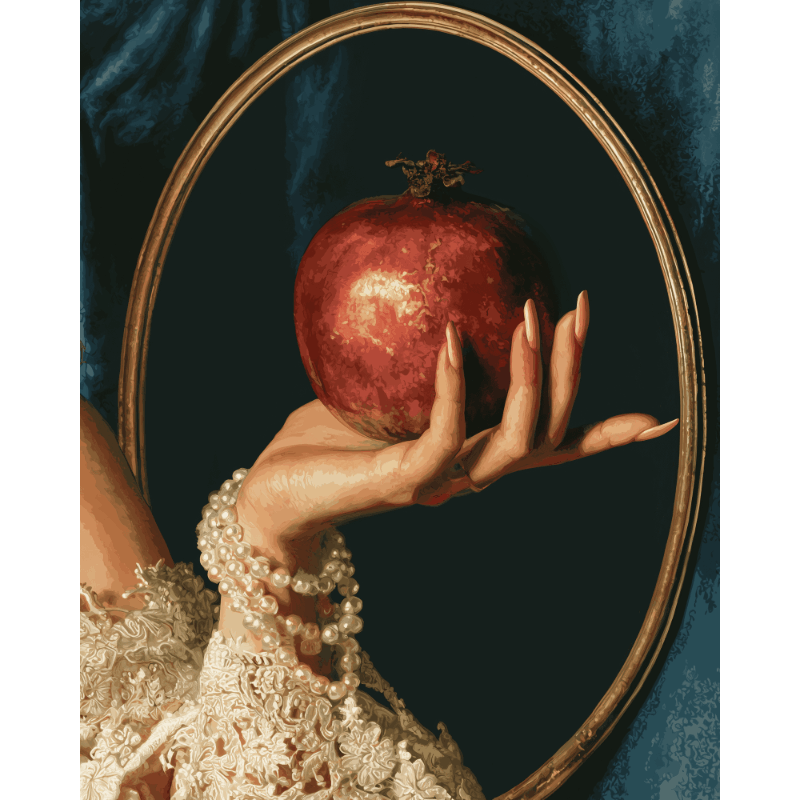 Malen nach Zahlen - Granatapfel in der Hand - Malen nach Zahlen