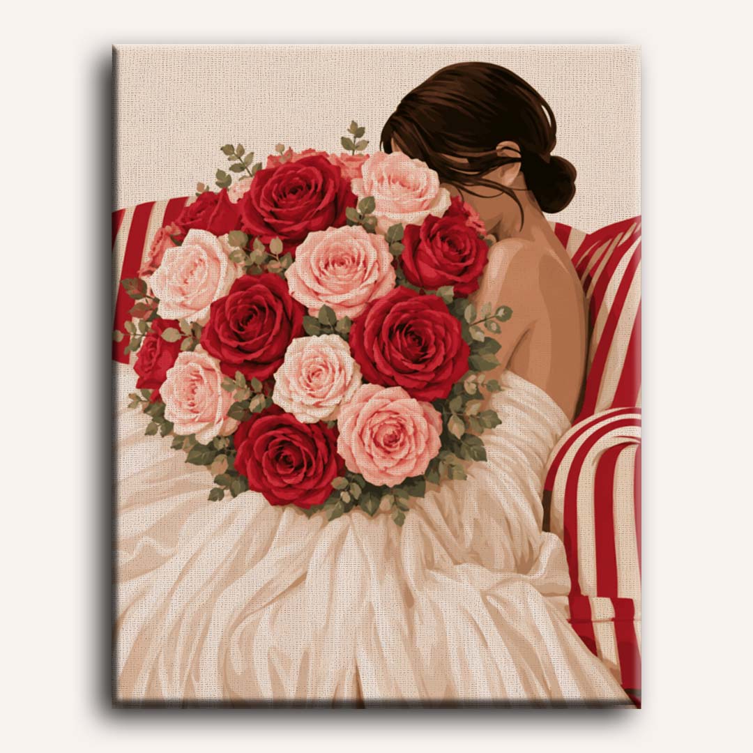 Malen nach Zahlen - Umarmung roter Rosen