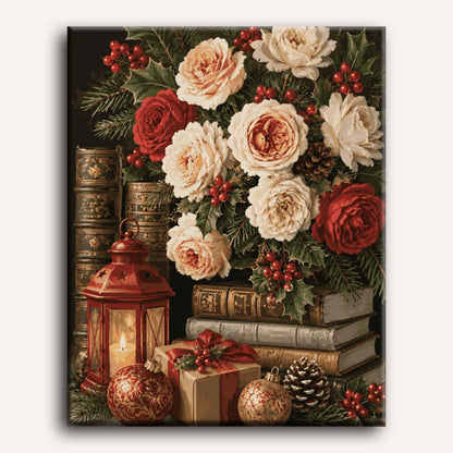Malen nach Zahlen - Rosen & alte Bücher