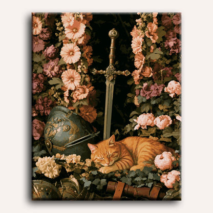 Malen nach Zahlen - Schlafende Katze & Schwert