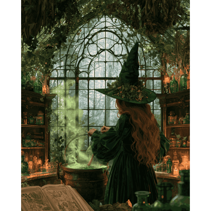 Malen nach Zahlen - Das Glashaus der Hexe - Malen nach Zahlen