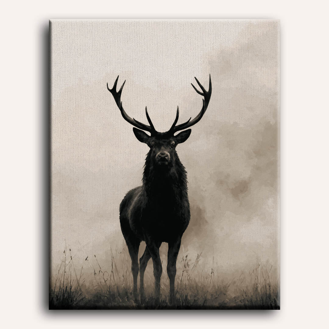 Malen nach Zahlen - Hirsch im Nebel