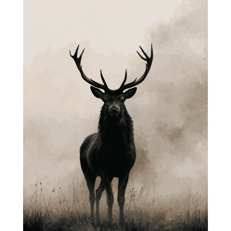 Malen nach Zahlen - Hirsch im Nebel - Malen nach Zahlen