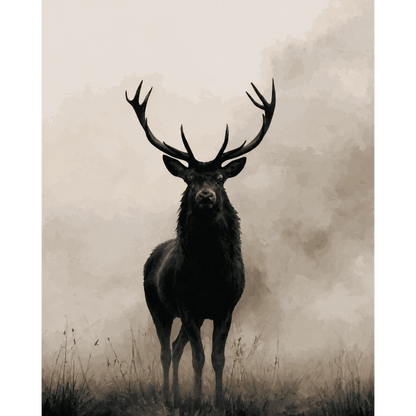Malen nach Zahlen - Hirsch im Nebel - Malen nach Zahlen