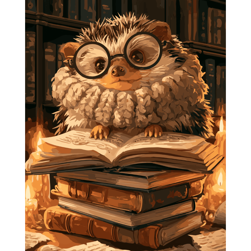 Malen nach Zahlen - Der lesende Igel - Malen nach Zahlen