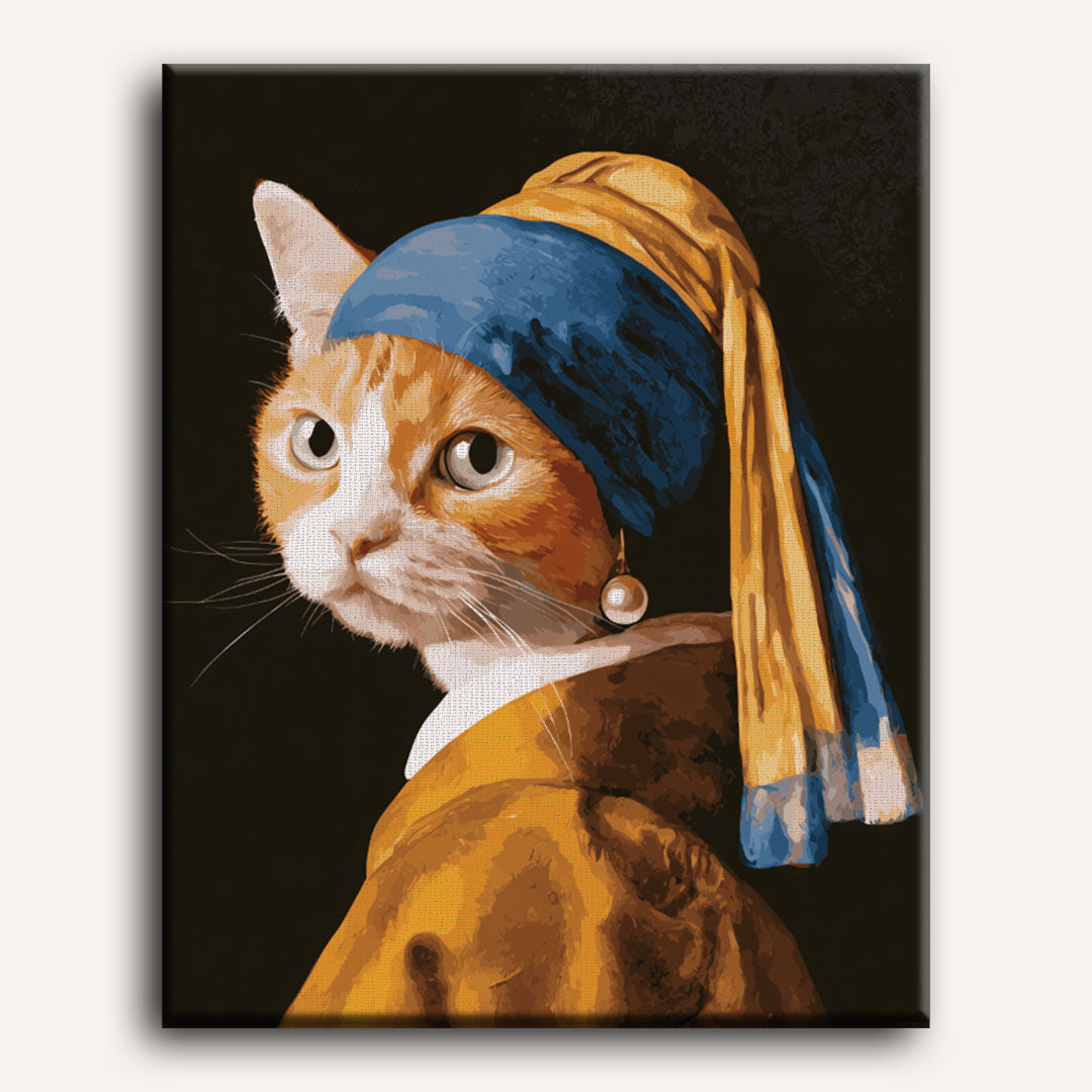 Malen nach Zahlen - Katze mit dem Perlenohrring