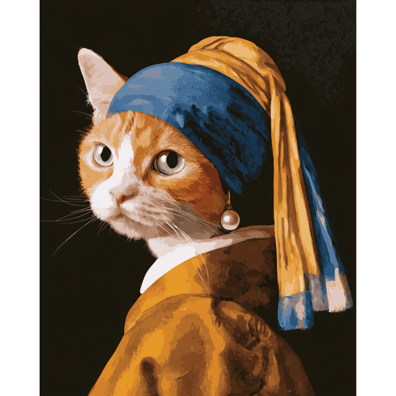 Malen nach Zahlen - Katze mit dem Perlenohrring - Malen nach Zahlen