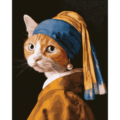 Malen nach Zahlen - Katze mit dem Perlenohrring - Malen nach Zahlen
