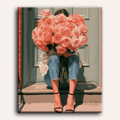 Malen nach Zahlen - Rosen vor der Tür