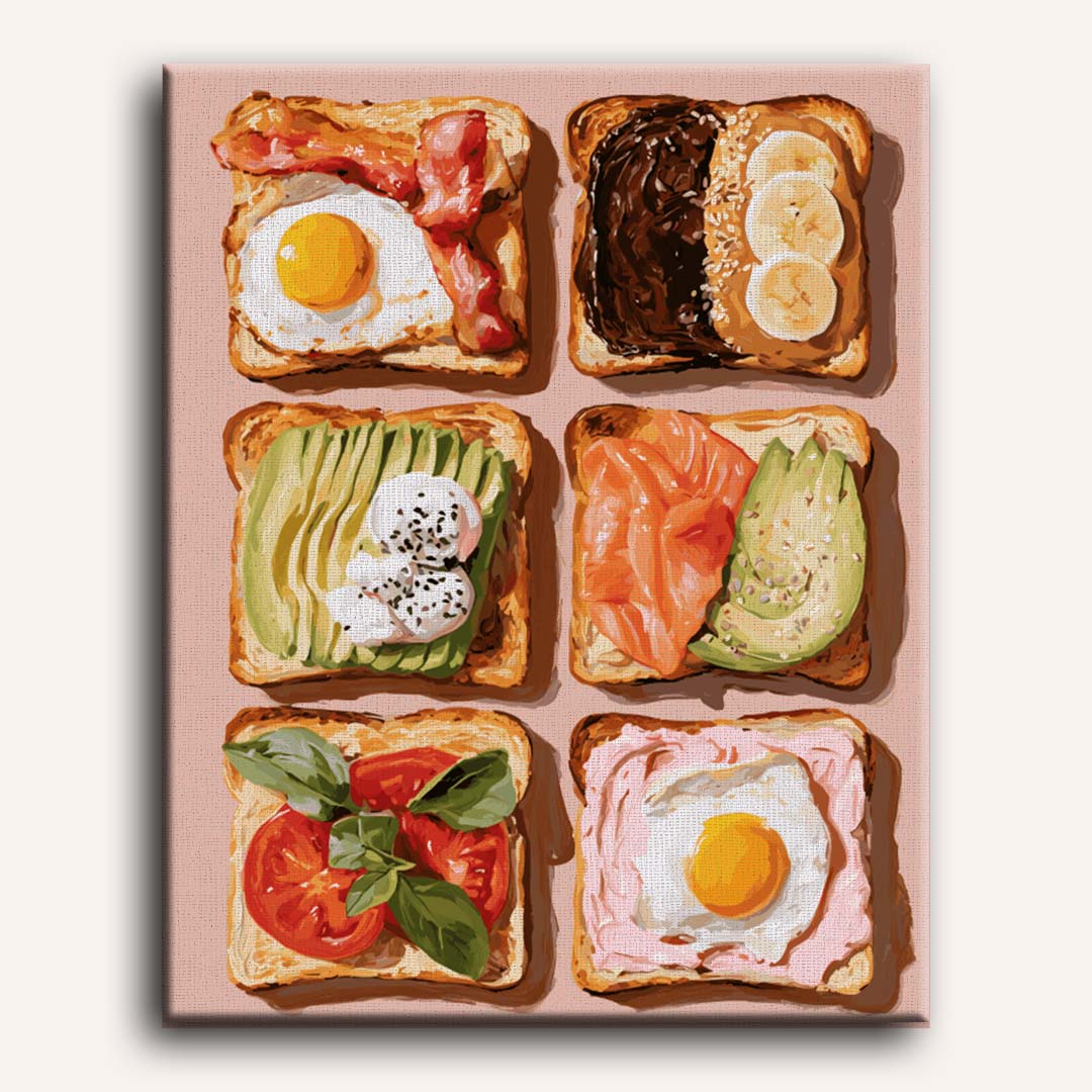 Malen nach Zahlen - Toast auf sechs Arten