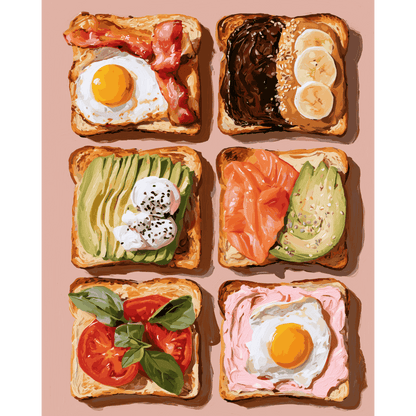 Malen nach Zahlen - Toast auf sechs Arten - Malen nach Zahlen