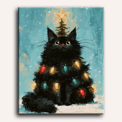 Malen nach Zahlen - Kätzchen-Weihnachtsbaum