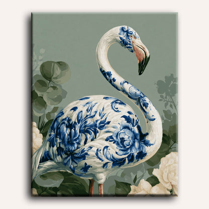 Malen nach Zahlen - Delfter Flamingo in Blüte