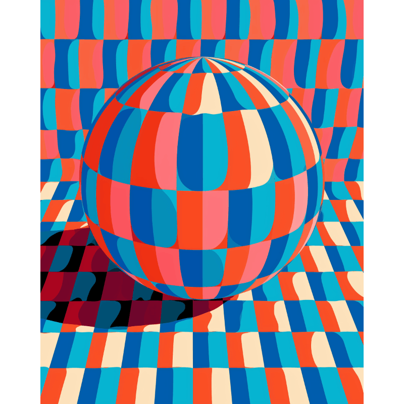 Malen nach Zahlen - Op-Art-Kugel - Malen nach Zahlen