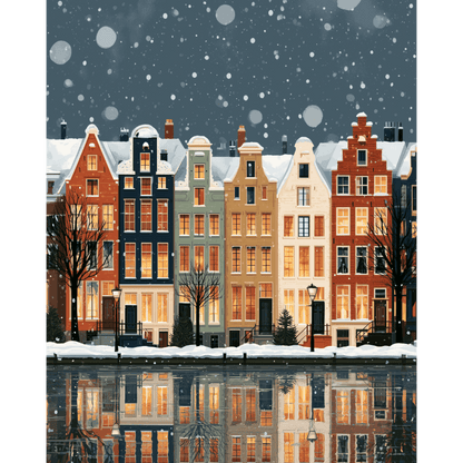 Malen nach Zahlen - Schneefall an der Gracht - Malen nach Zahlen