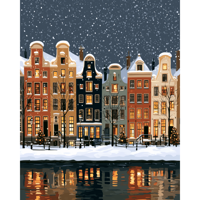 Malen nach Zahlen - Mitternacht an der Gracht - Malen nach Zahlen