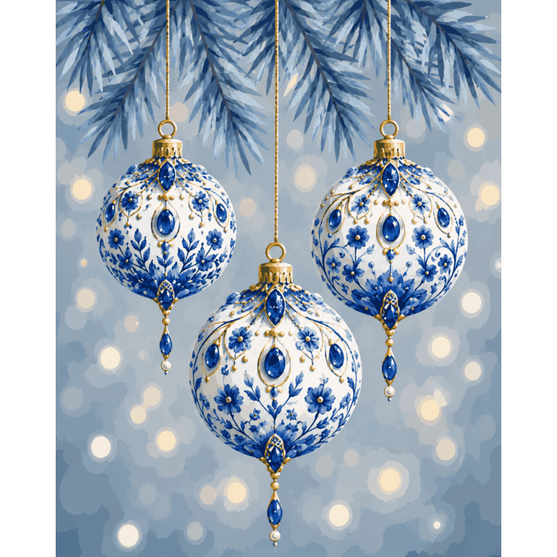 Malen nach Zahlen - Delfter Weihnachtskugeln - Malen nach Zahlen