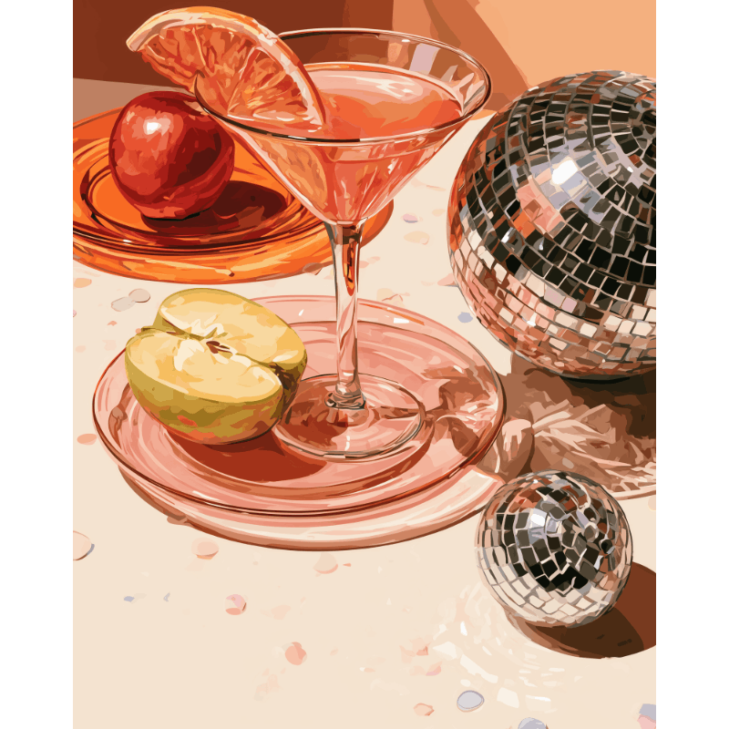 Malen nach Zahlen - Disco-Cocktail-Flatlay - Malen nach Zahlen