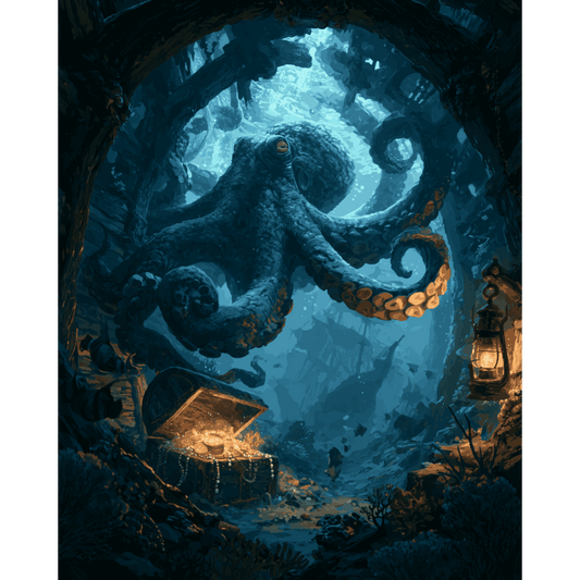 Malen nach Zahlen - Leuchtender blauer Oktopus - Malen nach Zahlen